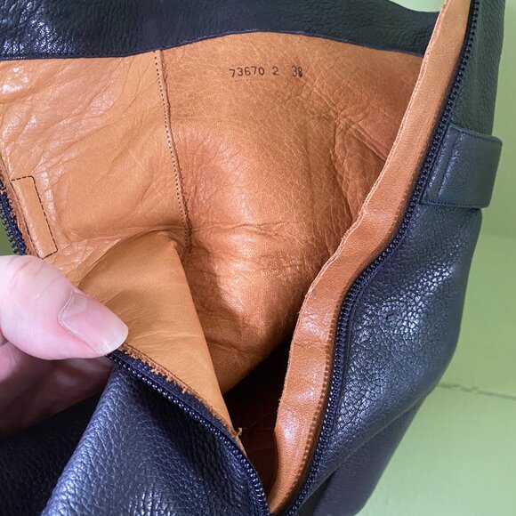 Women's Black Leather Mid Calf Boots Brand CHIE MIHARA - Picture 4 of 9